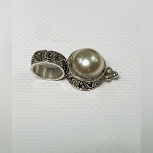 Beautiful 925 Silver Faux Pearl Slide Pendant
